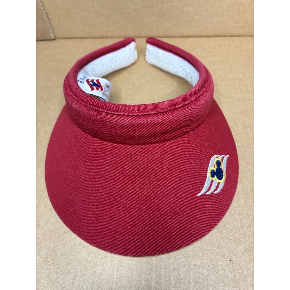 Disney Visor OS Red Cruise Line Mickey Mouse Wave Logo Embroidered Vintage